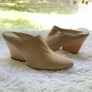 Elizabeth &‎ James EVIE pointed toe tan suede slip on wedge mules size 5.5 B